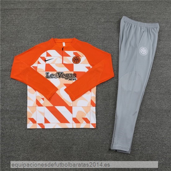 Nuevo Conjunto Completo Sudadera Entrenamiento Niños Inter Milan 23/24 Naranja Gris Baratas